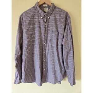 J Crew Shirt Men XL Blue Organic Cotton Secret Wash Classic Floral Preppy Beach